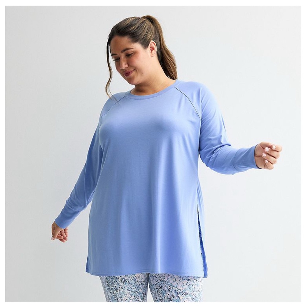 Tek Gear Light Blue Long Sleeve Tunic Tee size 2X